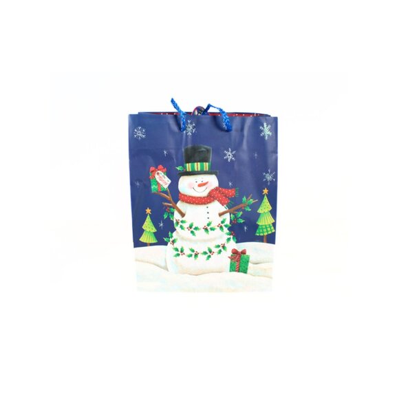 Set of 2 Used Christmas Gift Bags Santa Snowman Reusable Crafting Scrapbooking - Picture 9 of 15
